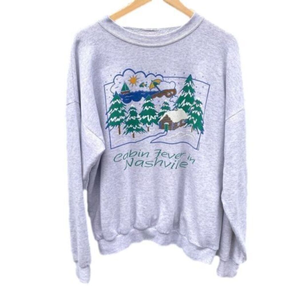Vintage Cabin Fever In Nashville Puff Paint Sweatshirt Powertex Unisex